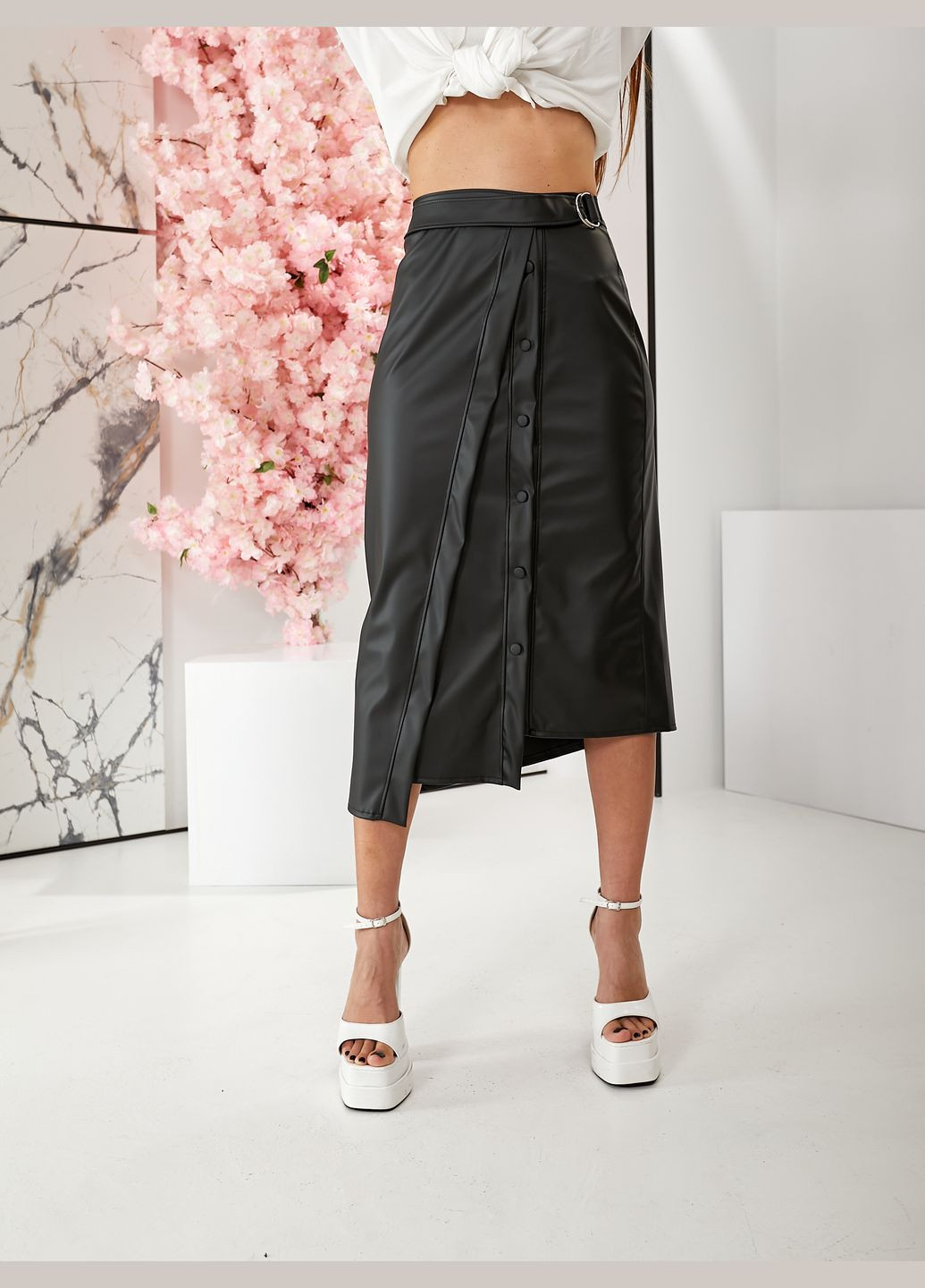 Черная однотонная юбка K5 fashion