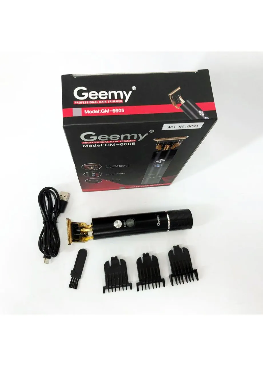 Професійна окантувальна машинка GEEMY GM-6605 для стрижки волосся, окантовки, бороди та вусів Gemei (389992480)