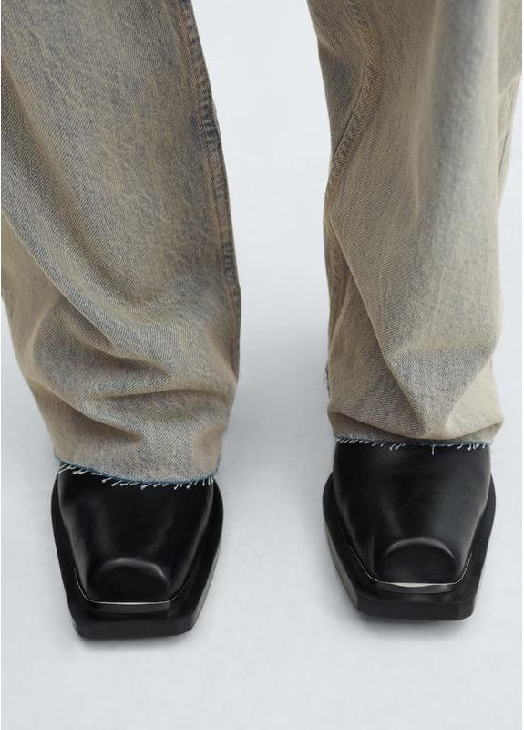 Джинси wide leg висока посадка ефект потертості варені рівні широкі прямі Mango - (349360062)