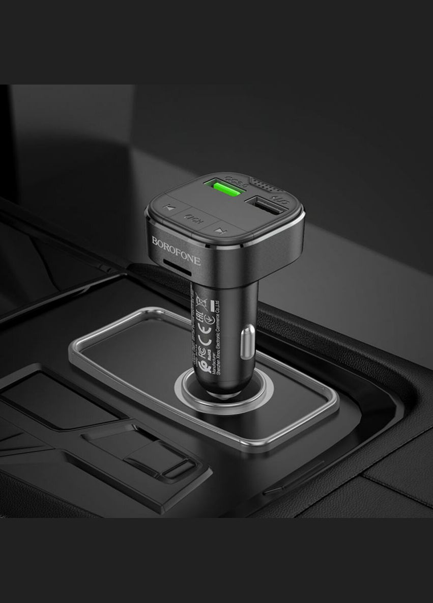 АЗП з FM-модулятором QC3.0 car BT FM transmitter 18W Black (BC43B) Borofone BC43 Flash (324416898)
