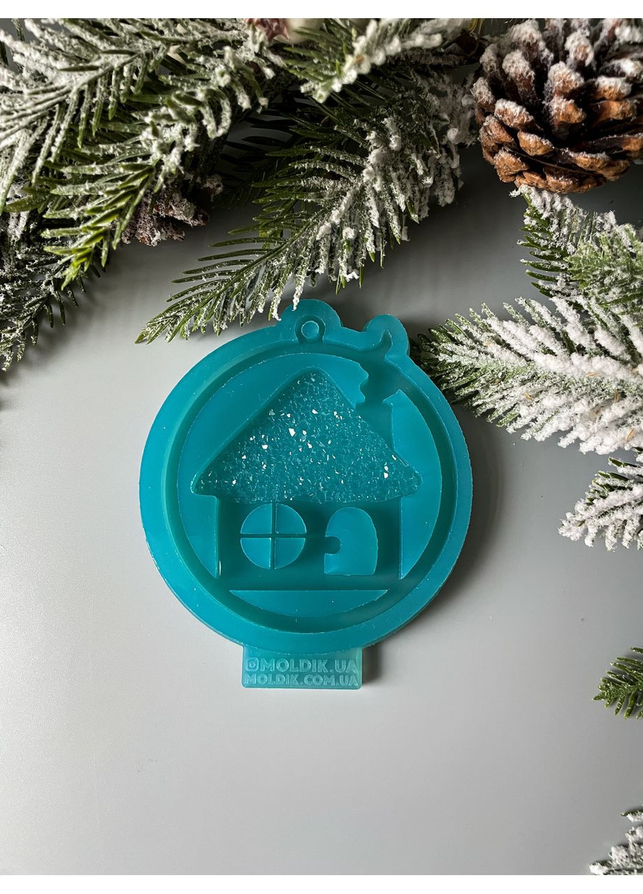 Молд Дім з кристалічною кришею у колі форма для новорічних іграшок на ялинку силіконова форма для епоксидної смоли No Brand (370566972)