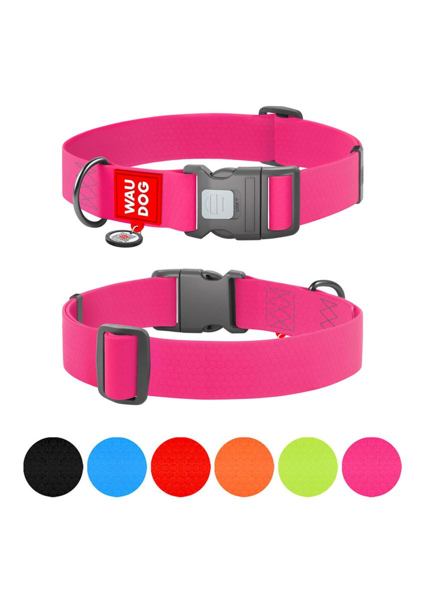Нашийник для собак водостійкий WAUDOG Waterproof c QR паспортом, пластиковий фастекс, XXL, Ш 40 мм, Дл 46-70 см, рожевий Collar (321969945)