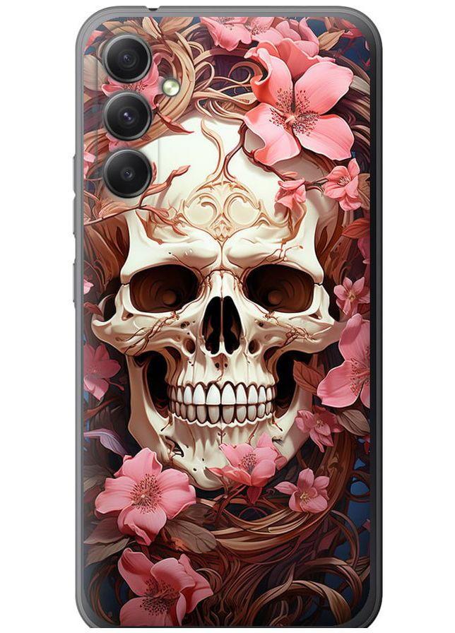 Силіконовий чохол 'Череп у рожевих квітах' для Endorphone Samsung Galaxy A34 A346E (281327833)