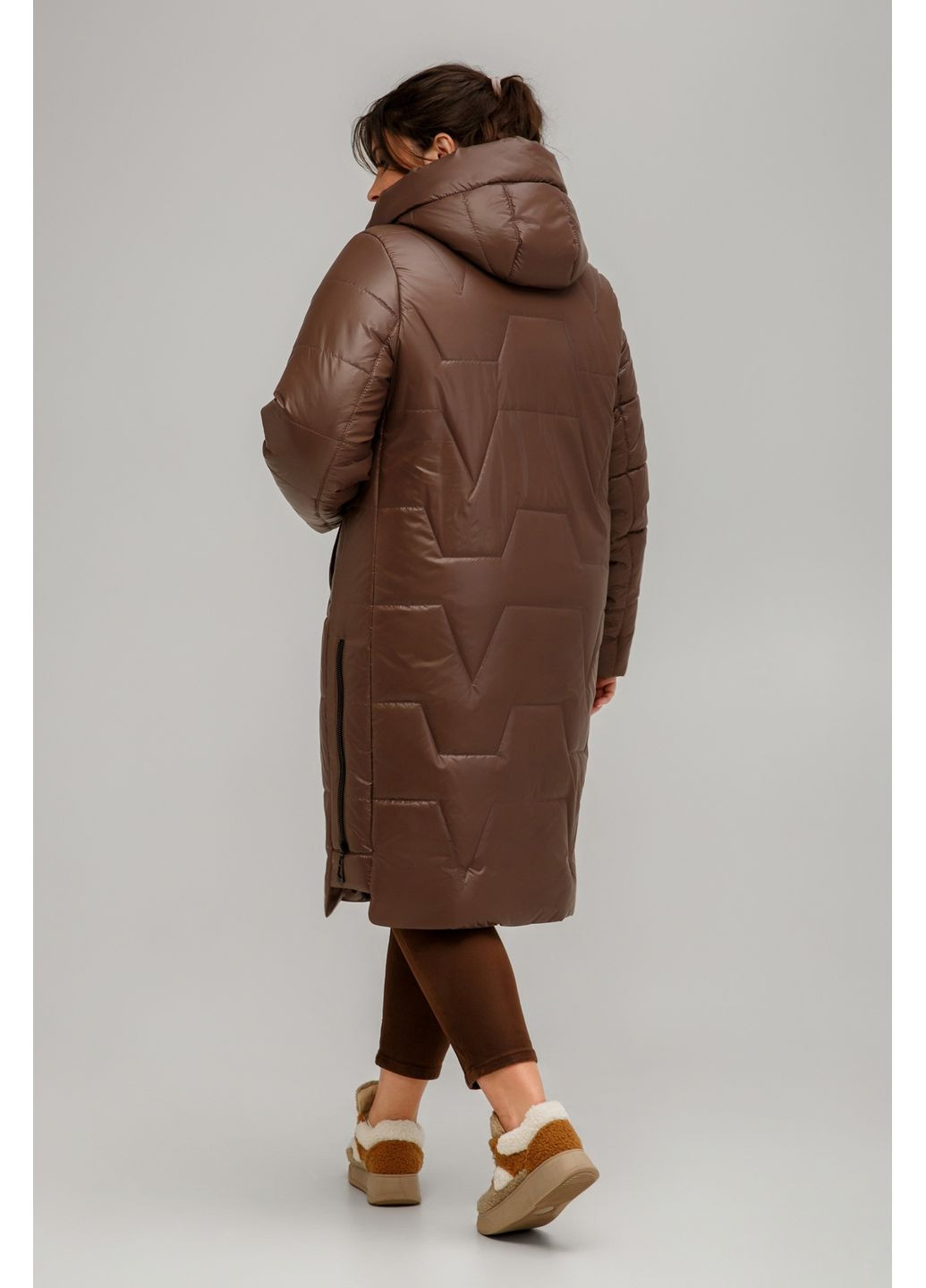 Темно-бежева зимня зимове пальто прямого силуету all posa (ap101551p) A'll Posa