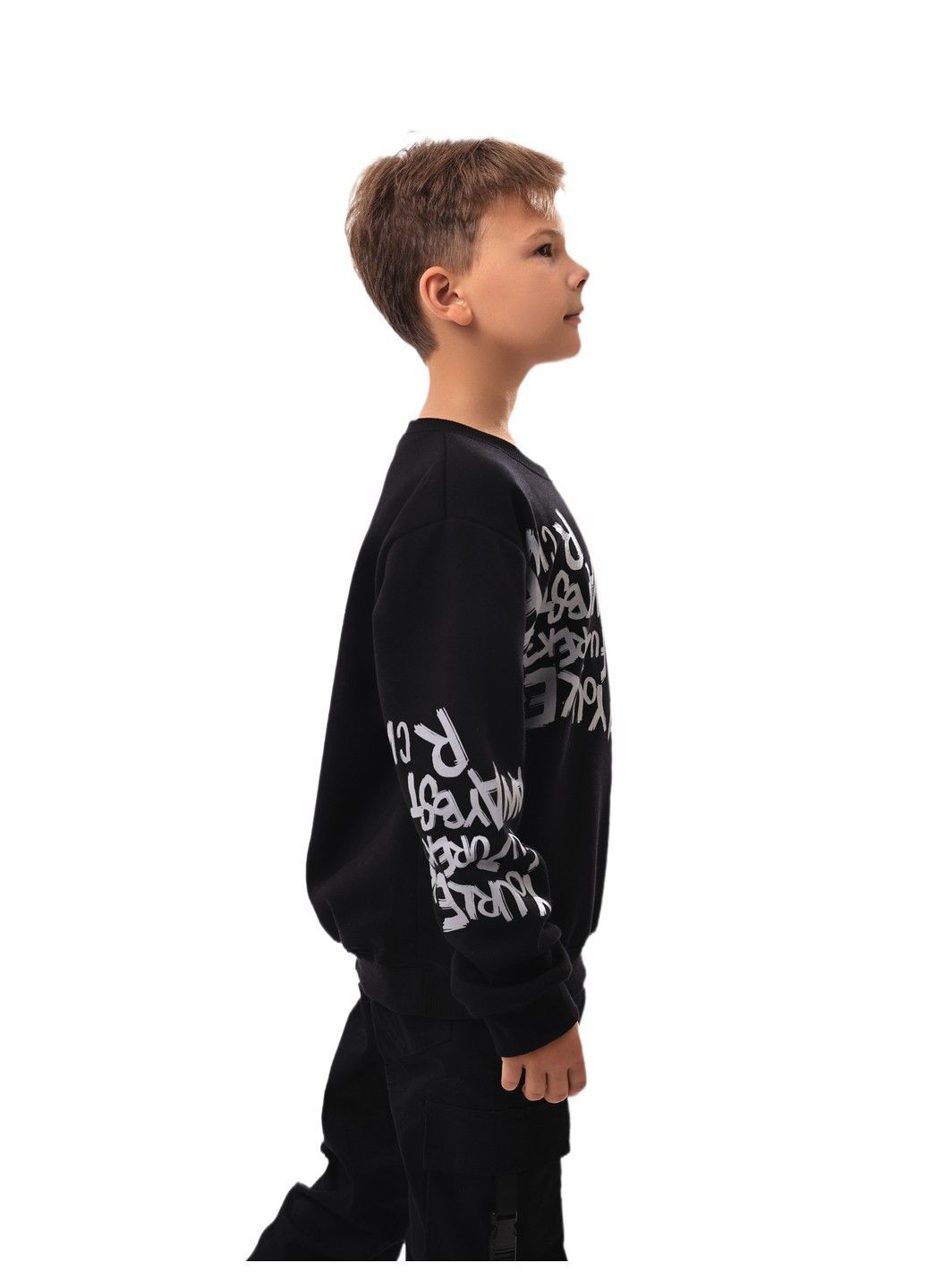 No Brand свитшот для мальчика подростка черный трикотаж