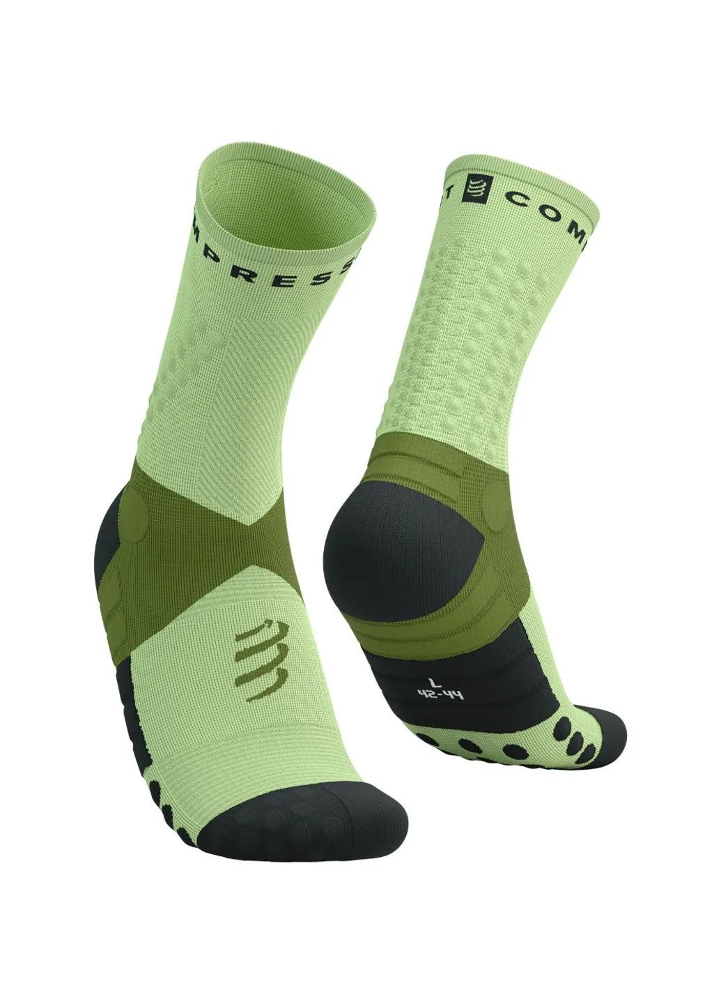 Зелёные носки ultra trail socks v2.0 Compressport (367081656)