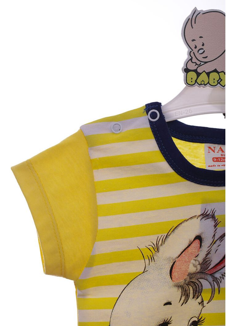 Желтый летний костюм с коротким рукавом для девочки зайка желтый 80 см (38493) BABYKROHA