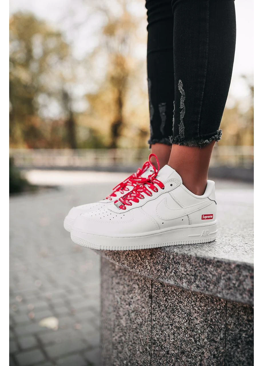 Білі кросівки чоловічі nike air force 1 supreme white найк аір форс 1 білі демісезон No Brand