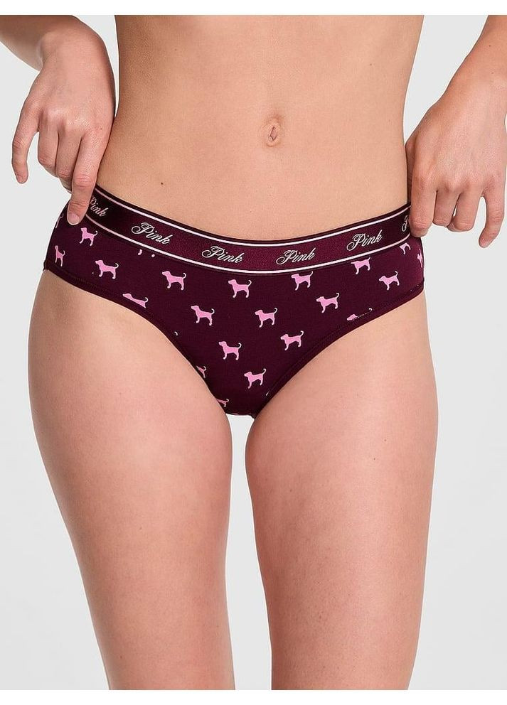 Женские трусики-хипхагеры Logo Cotton Hiphugger Panty бордовые 1124635055 Victoria's Secret (371266706)