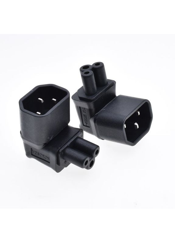 Перехідник живлення IEC(C14) to (C5)Mikimaus M/M (тато/тато) (адаптер) кутовий 90° вниз 10A Cu Lucom (370888178)