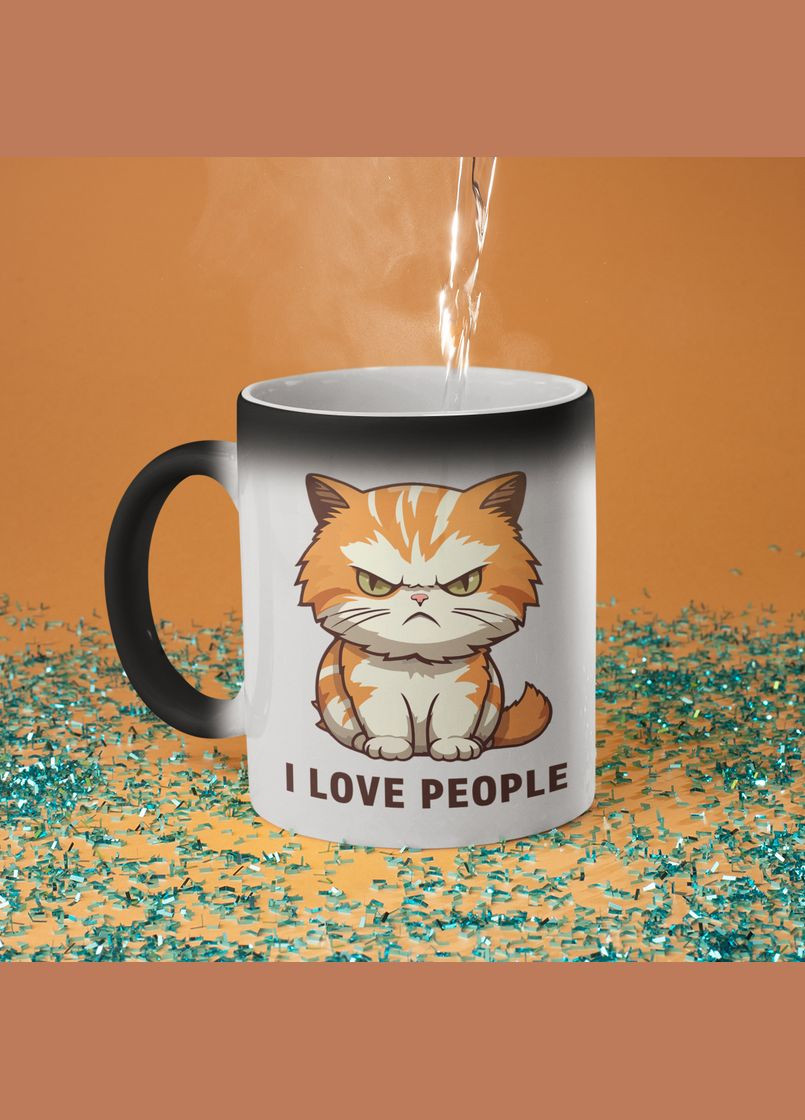 Чашка хамелеон керамічна з принтом "I Love People" 330 мл No Brand (324264519)