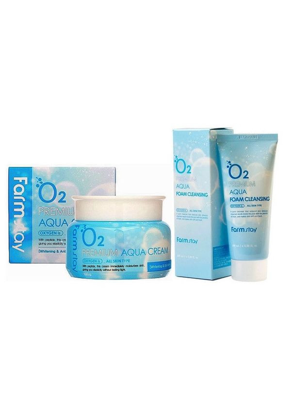 Набор для лица крем и увлажняющая пенка с кислородом Premium O2 Aqua FarmStay (361152138)