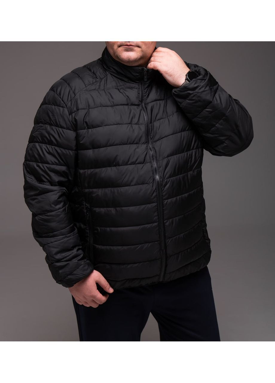 Черная демисезонная теплая и удобная мужская демисезонная куртка батал Vakko