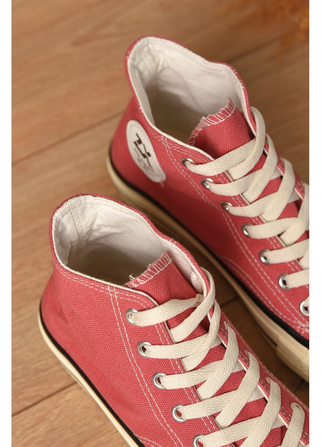 Темно-рожеві кеди жіночі високі темно-рожевого кольору на шнурівці текстиль Let's Shop