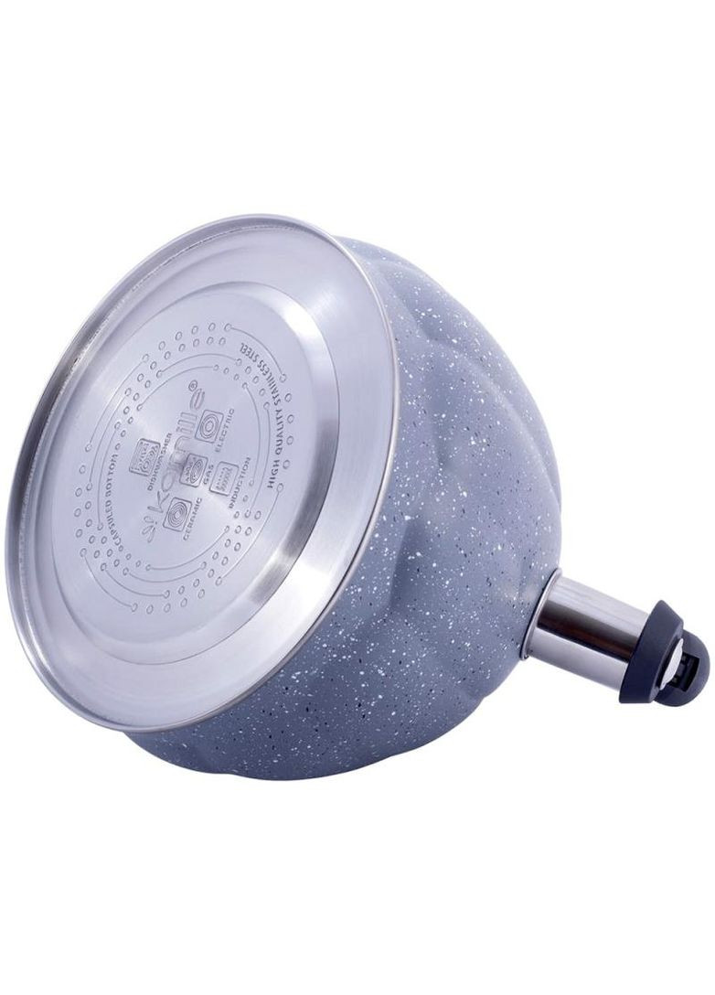 Чайник Whistling Kettle Marble 3л з нержавіючої сталі зі свистком (сірий мармур) Kamille (372173329)