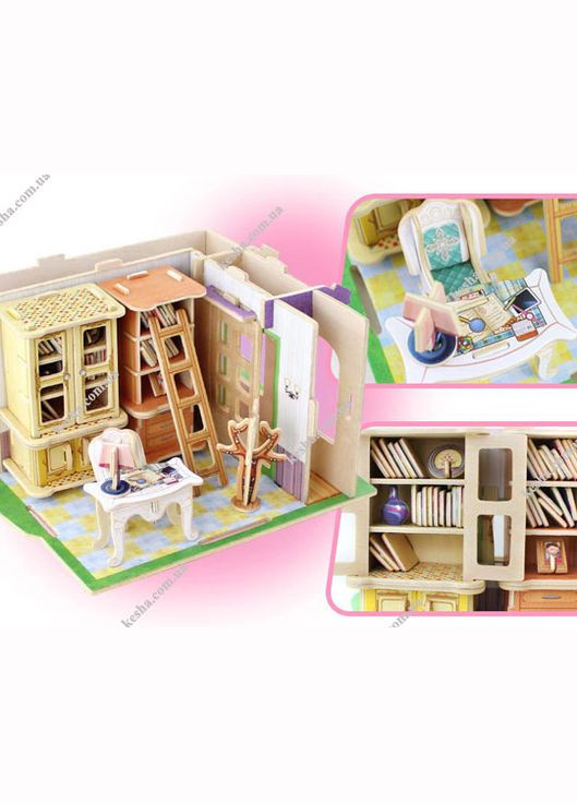 «Кабинет», дом конструктор з мебелью, 104 дет. (2778/DV183) Robotime (326051662)
