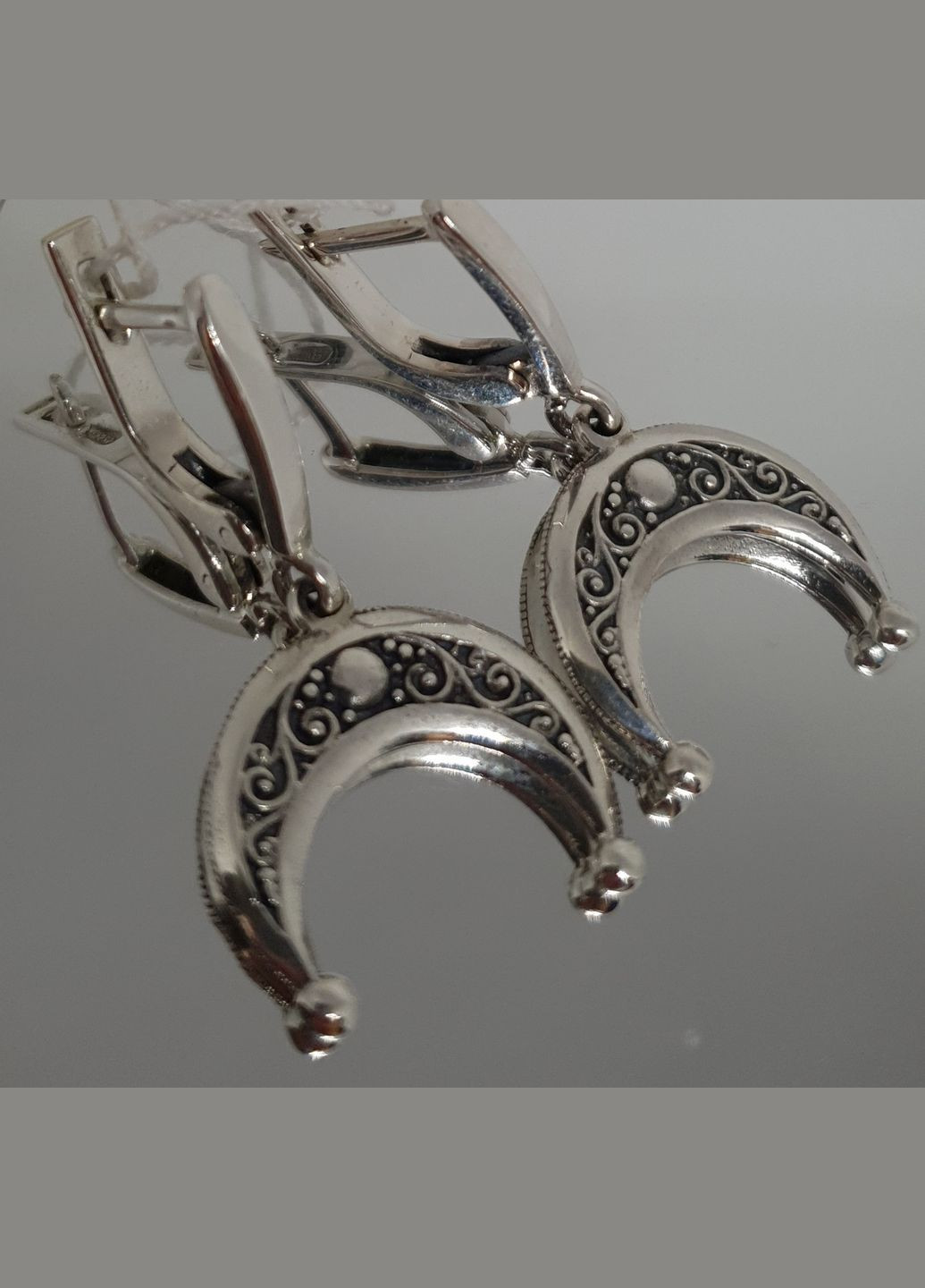 Серебряные серьги Лунница ажурная 925 проба застежка Чернение конго No Brand (338861896)