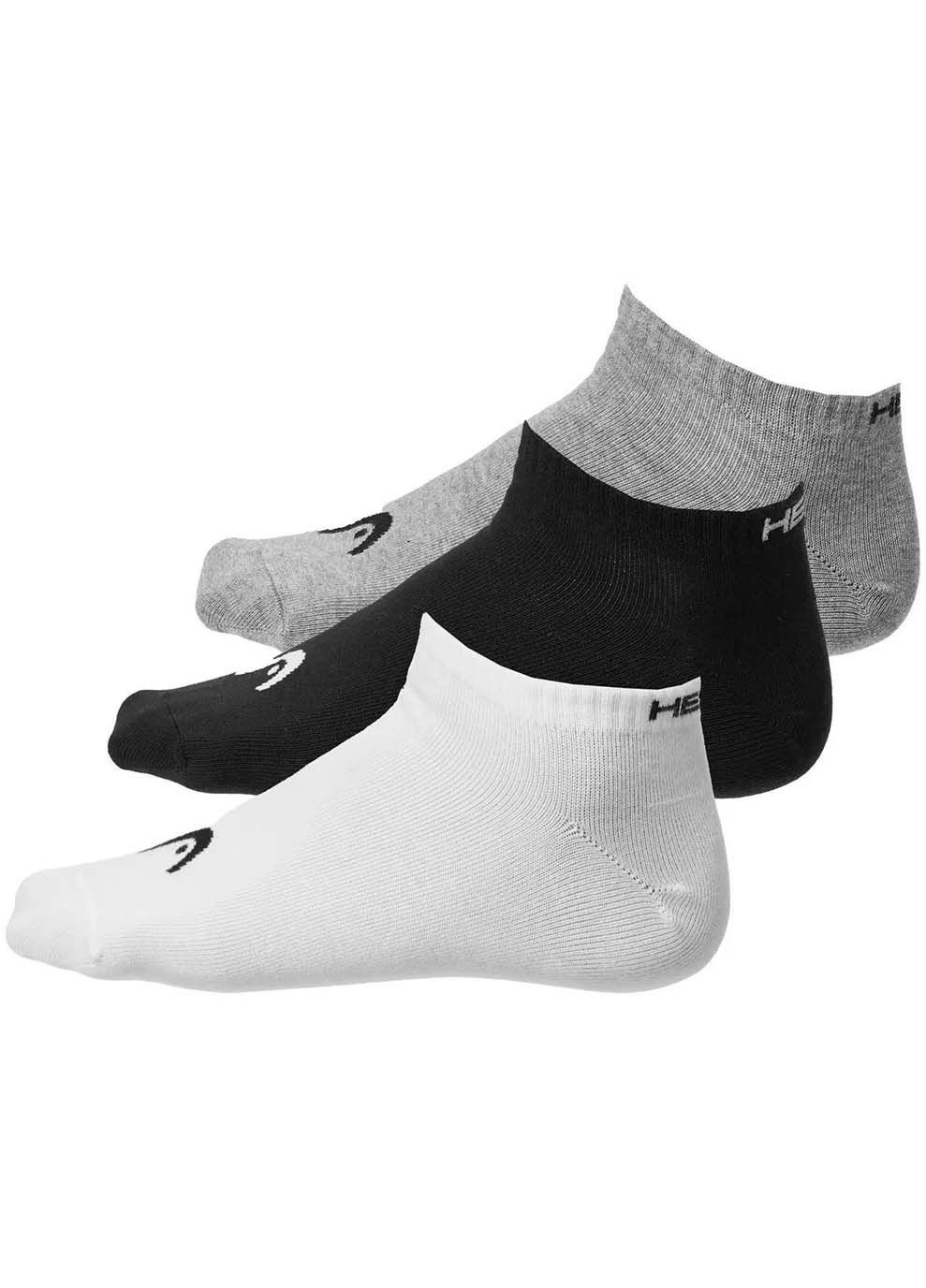 Комбинированные носки all sports training sneaker 3p серый, белый, черный Head однотонные (367588787)