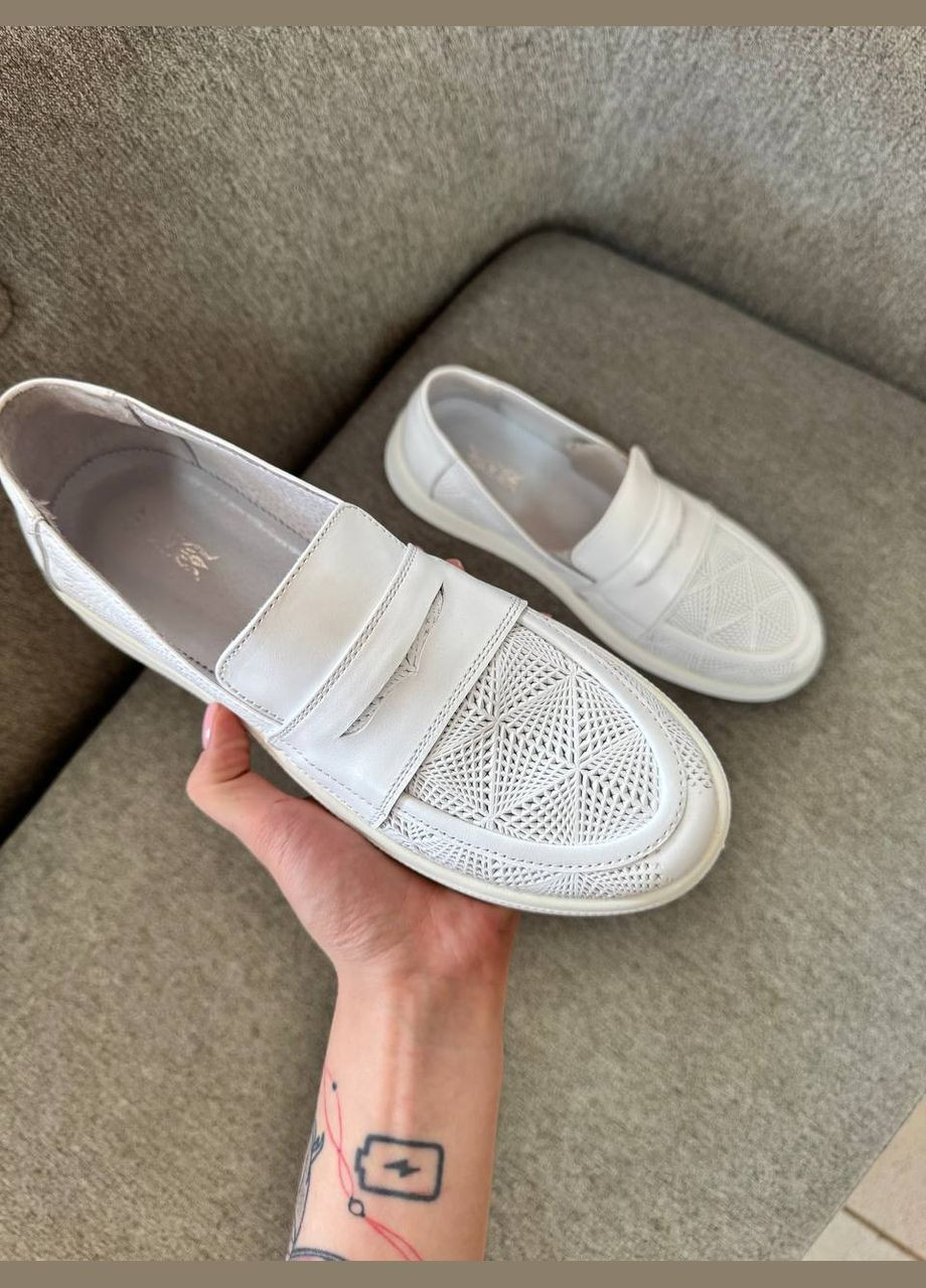 Жіночі балетки Prellesta | білі натуральна шкіра (338195566)