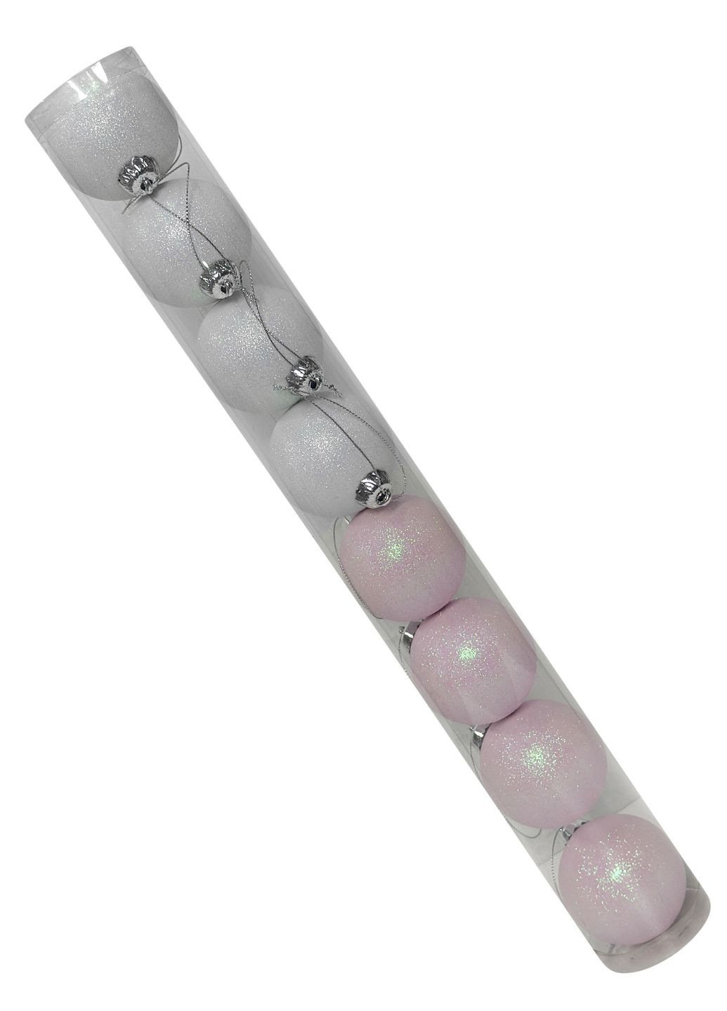 Новогодний набор ёлочных шаров №28 белые и розовые d60 mm 8 шт MIS LT (365627973)