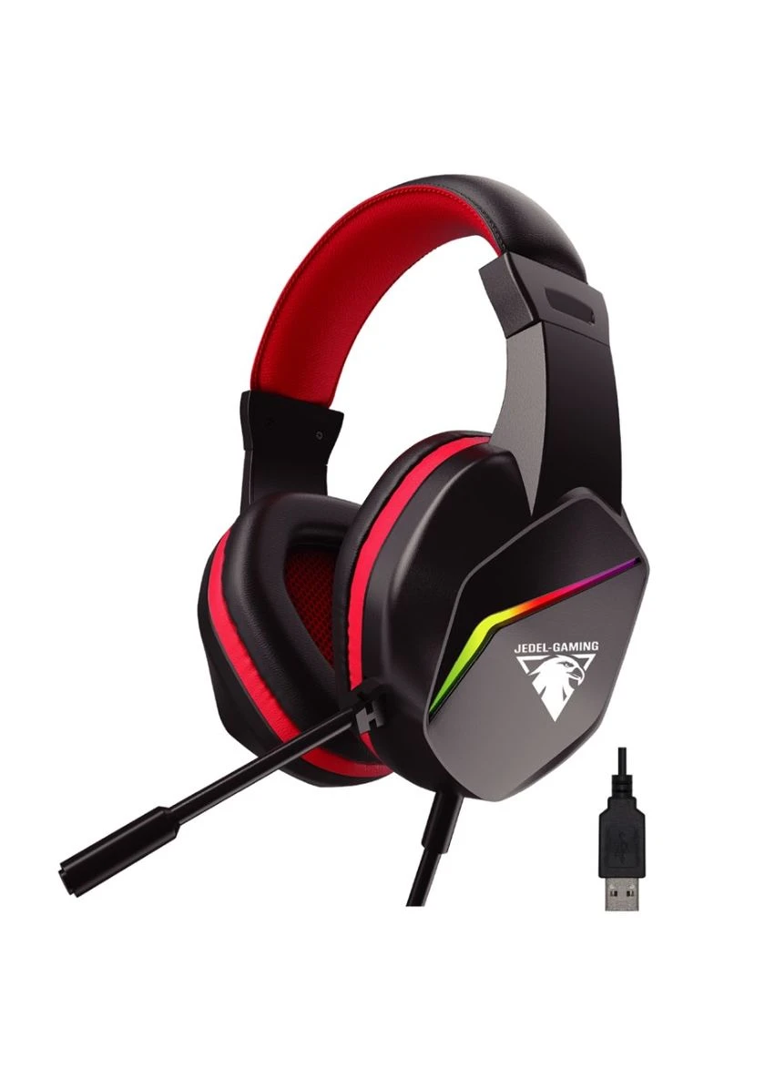 Игровые наушники с микрофоном GH269 RGB 7.1 Channel Balck-Red Jedel (385407639)