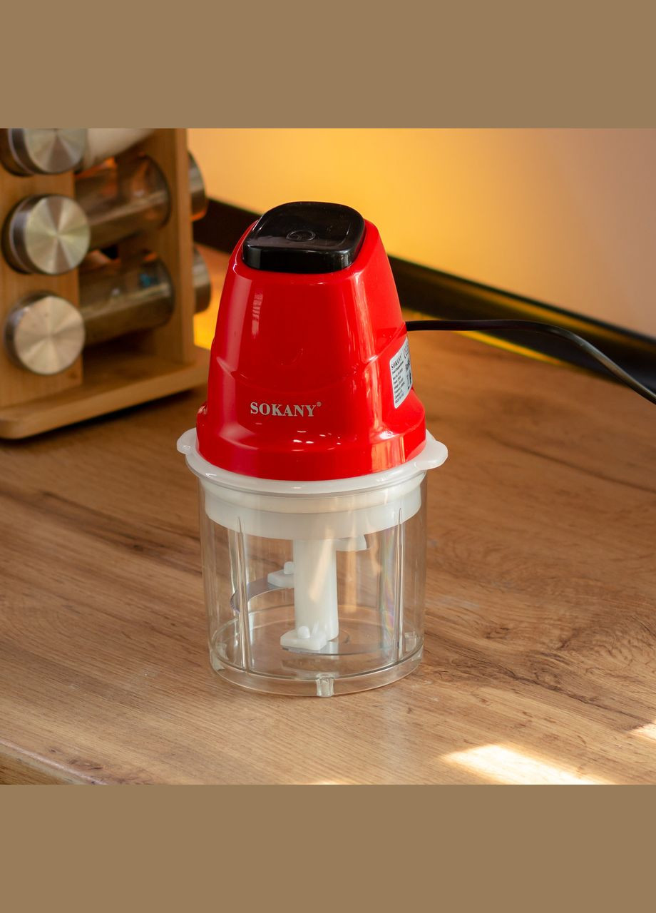 Чоппер подрібнювач з чашею на 0.7 л електричний кухонний 250 Вт SK-06009R Sokany (353505397)
