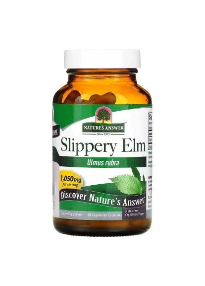 Вітамінно-мінеральний комплекс Слизький в'яз, 1050 мг, Slippery Elm, 90 вегетаріанських капсул (NTA-16334) Nature's Answer Скользкий вяз, 1050 мг, Slippery Elm, 90 вегетари (401658558)