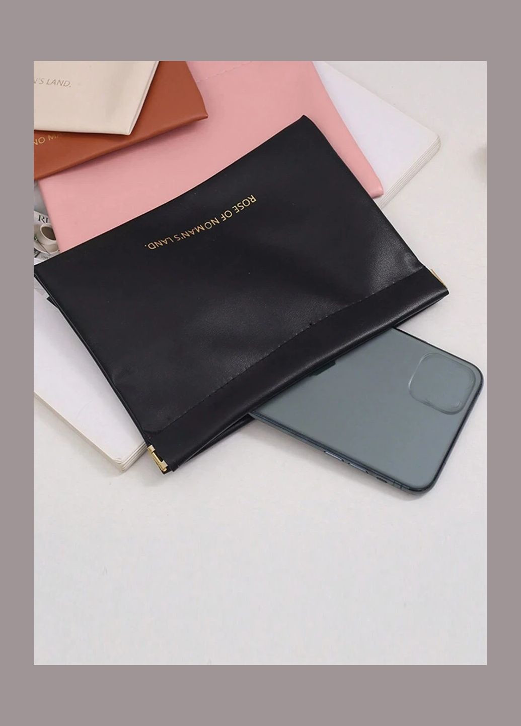 Косметичка для хранения аксессуаров портативная, большой футляр для мелочей на магнитном клипсе, черный No Brand (337668893)