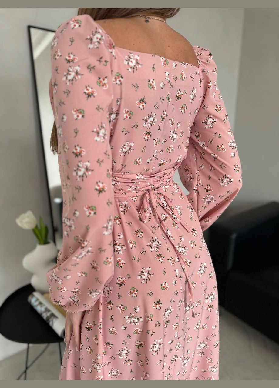 Пудрова кежуал жіноча сукня софт No Brand з квітковим принтом