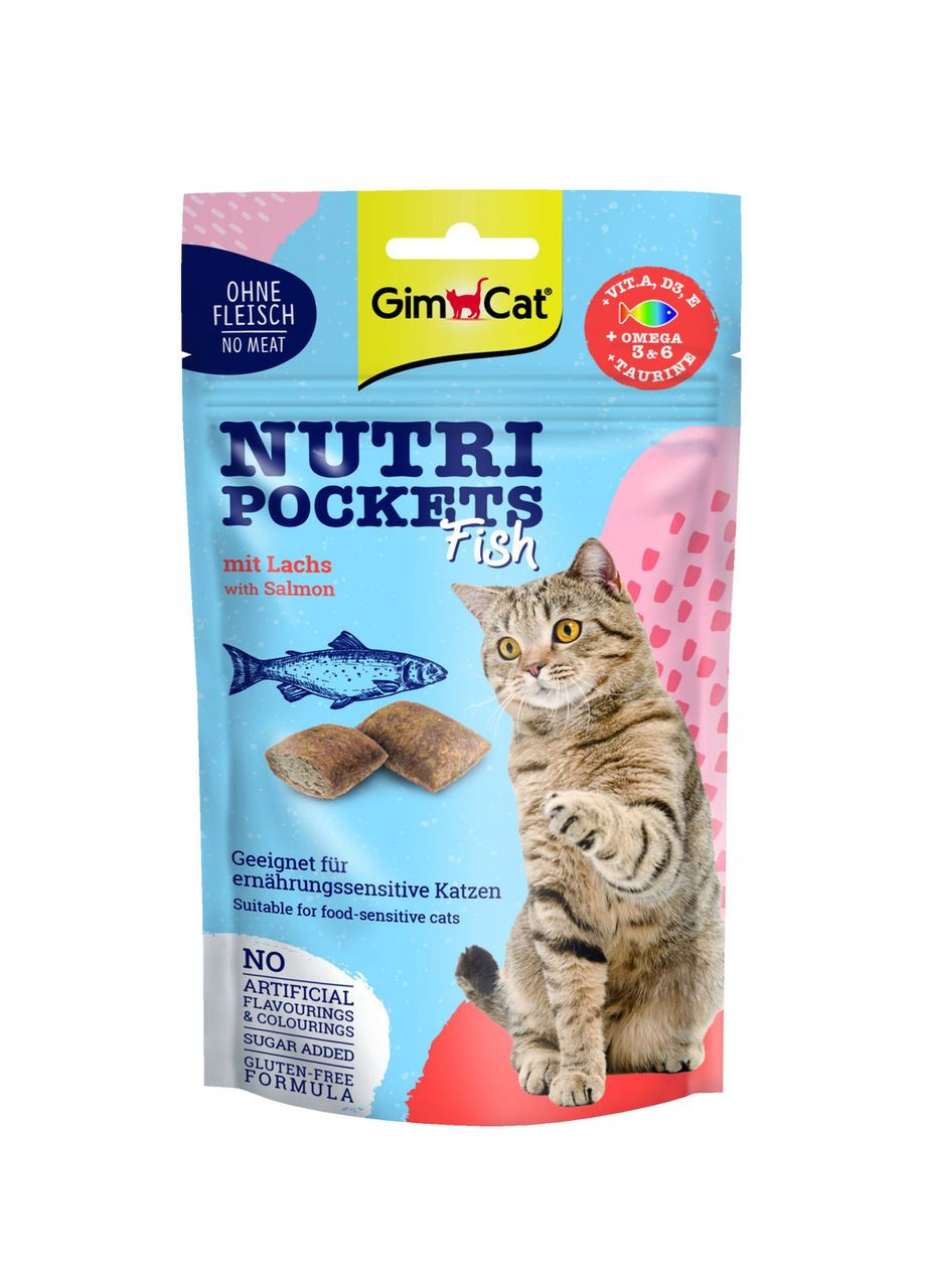Лакомство для кошек Nutri Pockets Fish Лосось 60 г GimCat (365593284)