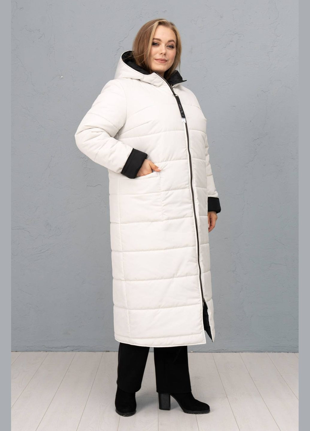 Белое демисезонное Двусторонее стеганное пальто ПОЛИ белое 58 Tatiana