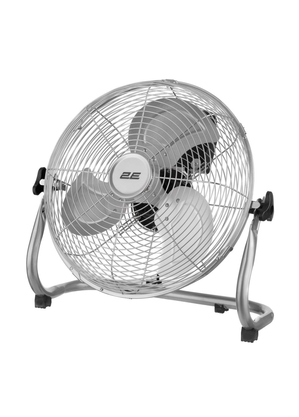 Вентилятор підлоговий професійний, 30см, 60Вт, кнопки, двигун мідь 100%, срібний 2E (360403022)