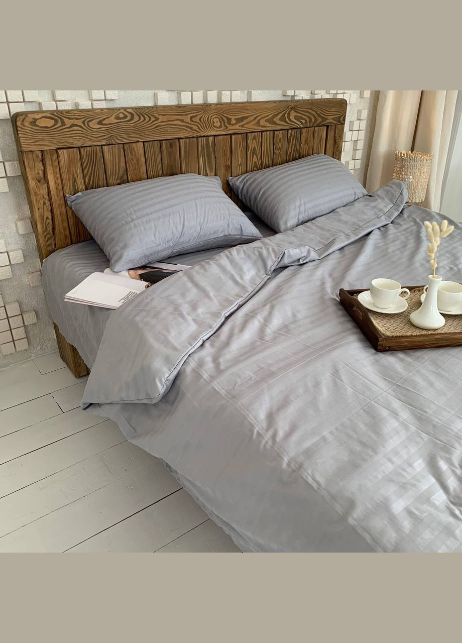 Полутораспальный КПБ микро страйп сатин "Серый" (145х210, 70х70) Glav Textile (297365327)