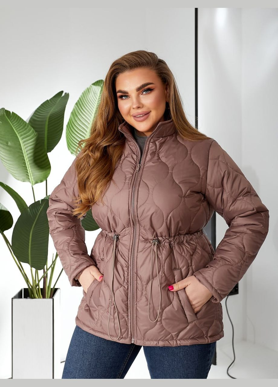 Бежева жіноча весняна куртка колір мокко р.54/56 452766 New Trend