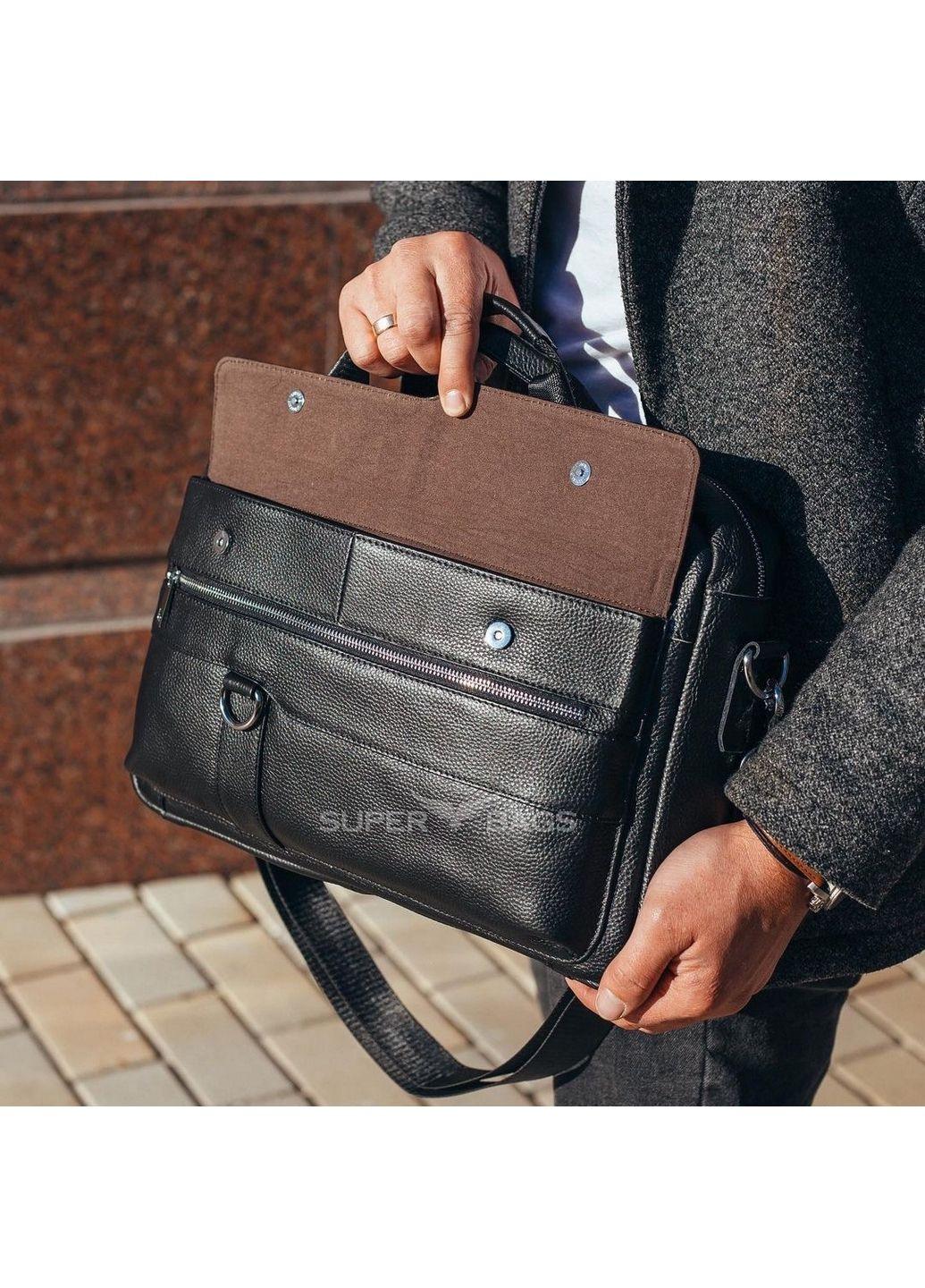 Мужская кожаная сумка 30х40х10 см Tiding Bag (315873720)