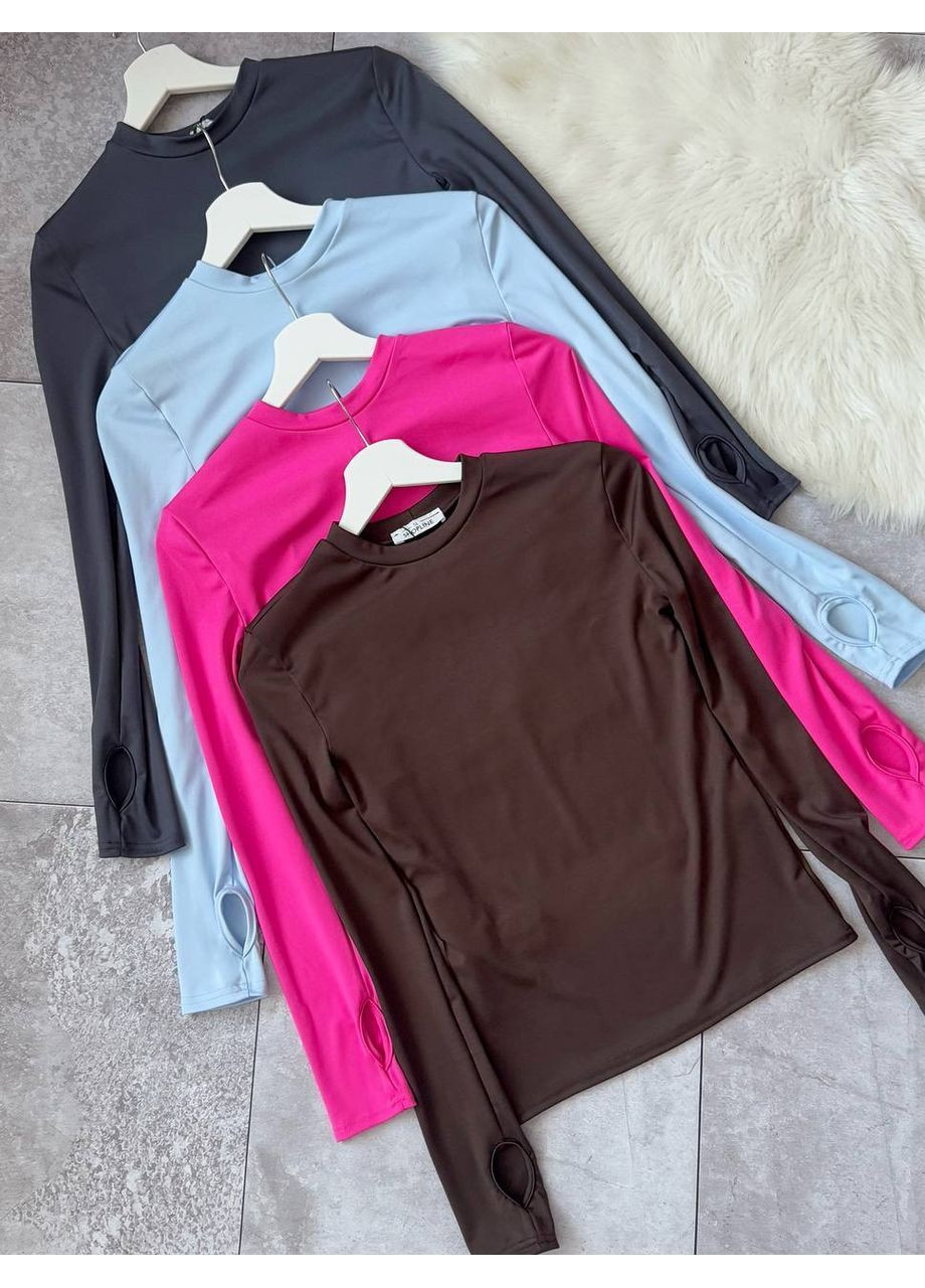 Лонгслів з м’якої тканини з трендовими вирізами спереду No Brand (365639517)