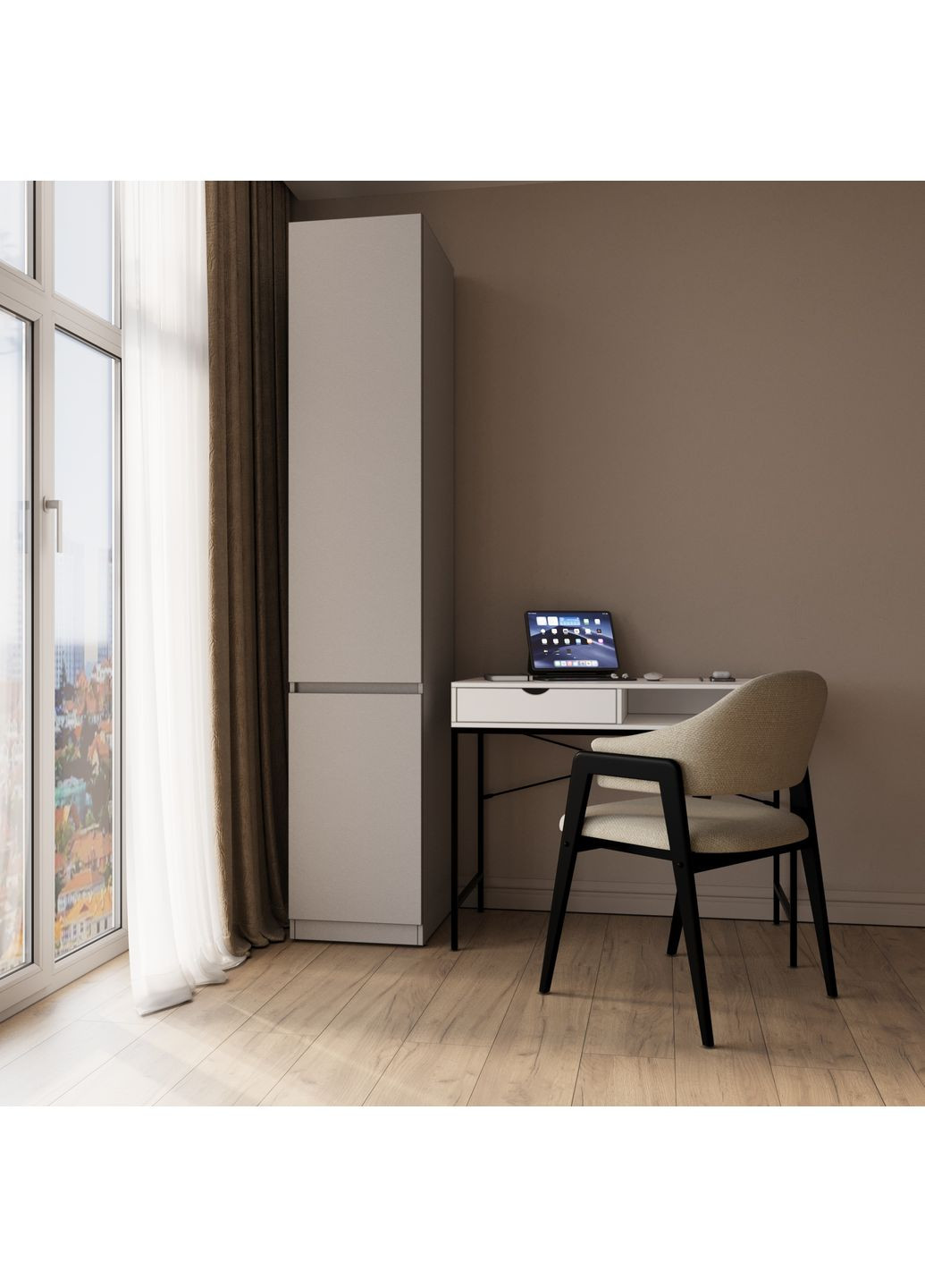 Пенал на 2 полиці та тримачем для одягу 40х50х210см MEBEX (355464303)