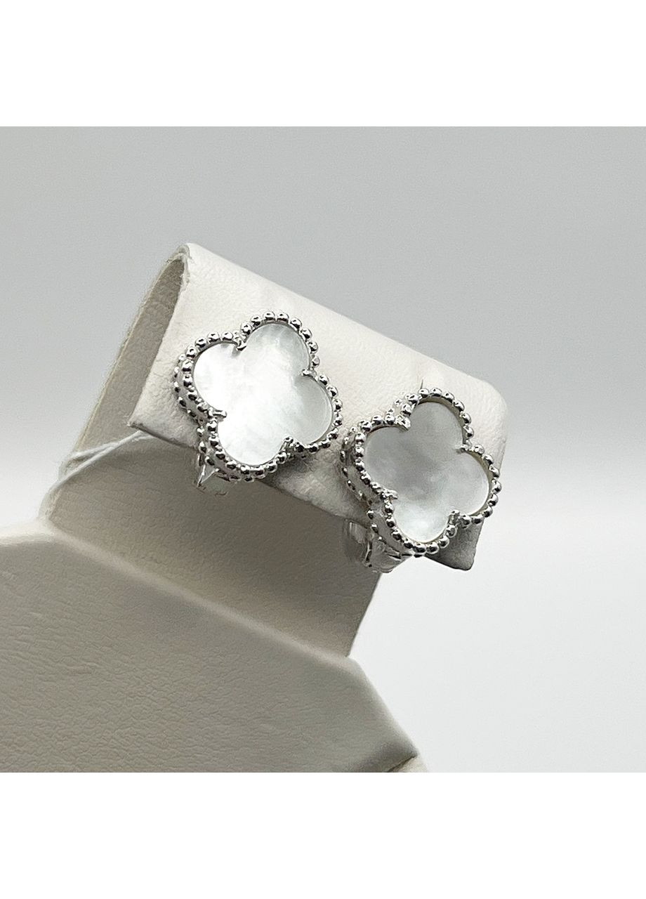 Серьги серебряные с перламутром "Клевер" 5,03 г No Brand (369736785)