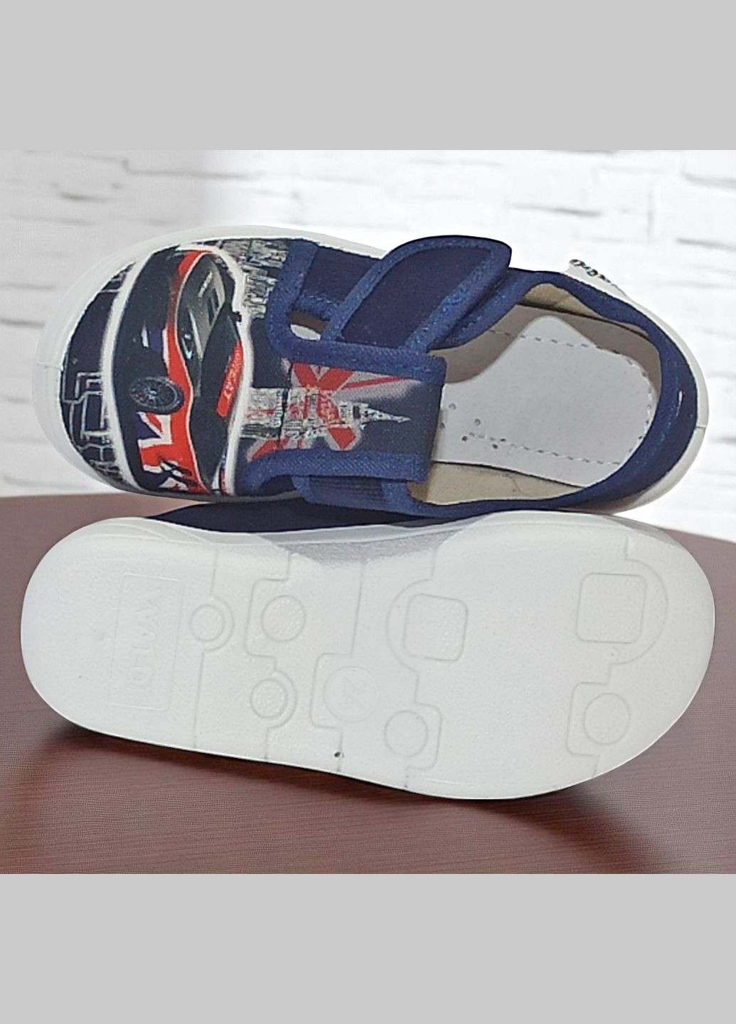 Синие ортопедические тапочки на липучке для мальчика сменка в садик валди Waldi