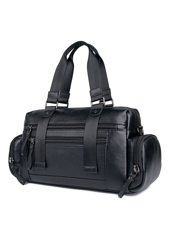 Кожаная дорожная спортивная сумка через плечо черная 7420A John McDee (298684495)