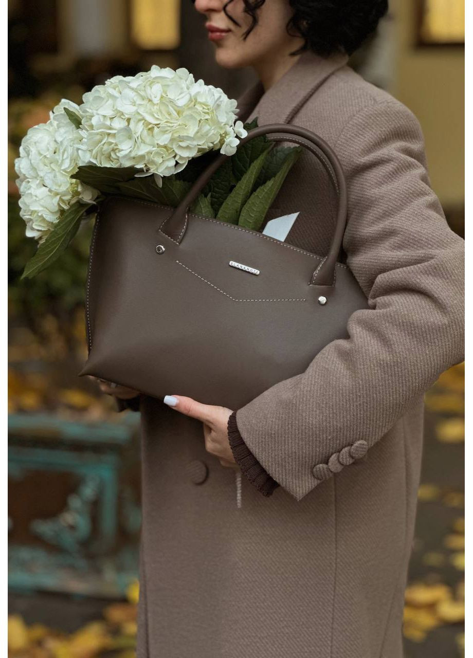 Женская кожаная сумка Midi темно-бежевая BlankNote (348359402)