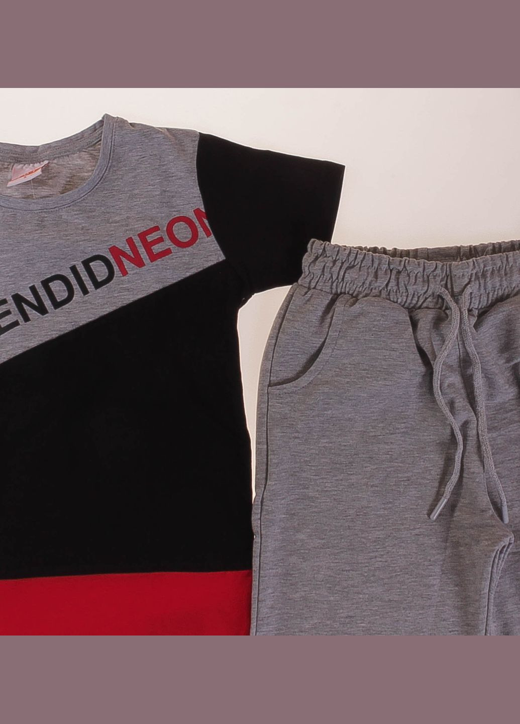 Серый летний футболка+шорты м 404 меланжевый Joi