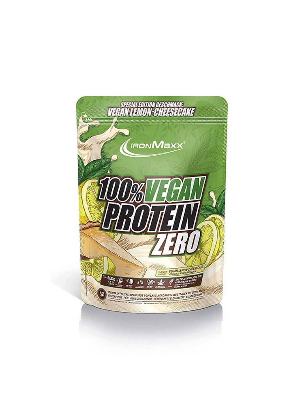 Протеин 100% Vegan Protein, 500 грамм Лимонный чизкейк Ironmaxx (293479072)