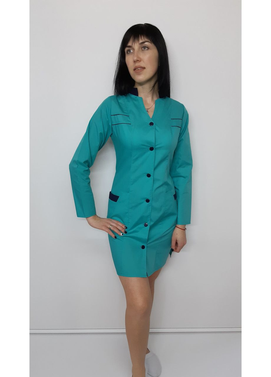 Жіночий медичний халат Оксана бавовна довгий рукав 46, No Brand (361359872)