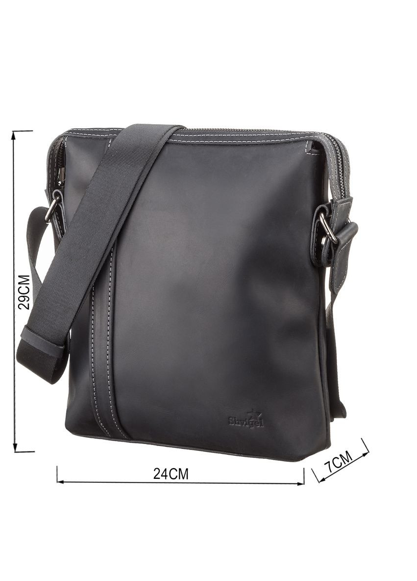 Мужская сумка через плечо для документов из натуральной винтажной кожи черная (sku_11098) No Brand (328922385)