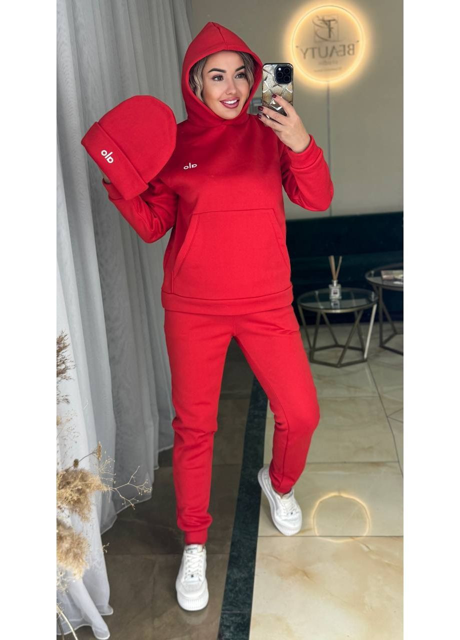 Костюм 1006/1 трійка,трьохнитка на флісі штани та кофта з капюшоном +шапка Україна (369152226)