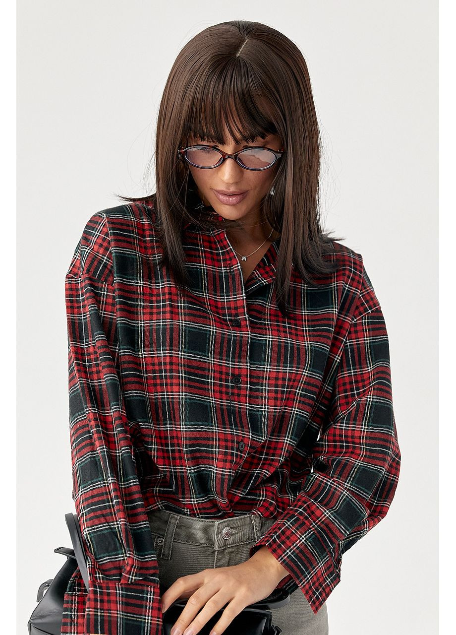 Сорочка в клітку з подовженою спинкою Lurex (368276464)