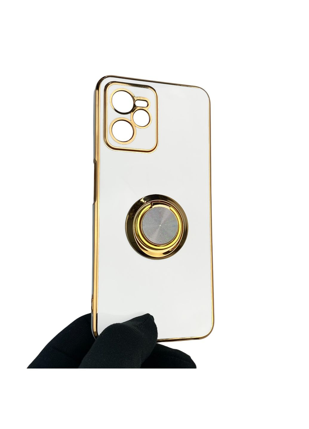 Чехол для C35 с кольцом-подставкой с золотой окантовкой на реалми с35 белый gs1 Realme (366227790)