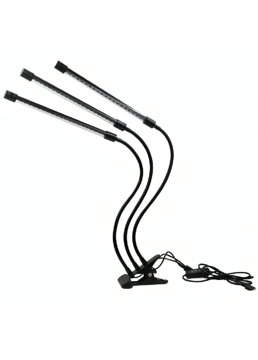 Ультрафиолетовая гибкая фитолампа на прищепке с таймером работой от USB для растений рассады 3 головки 30 w (480314-Prob) Unbranded (333380169)