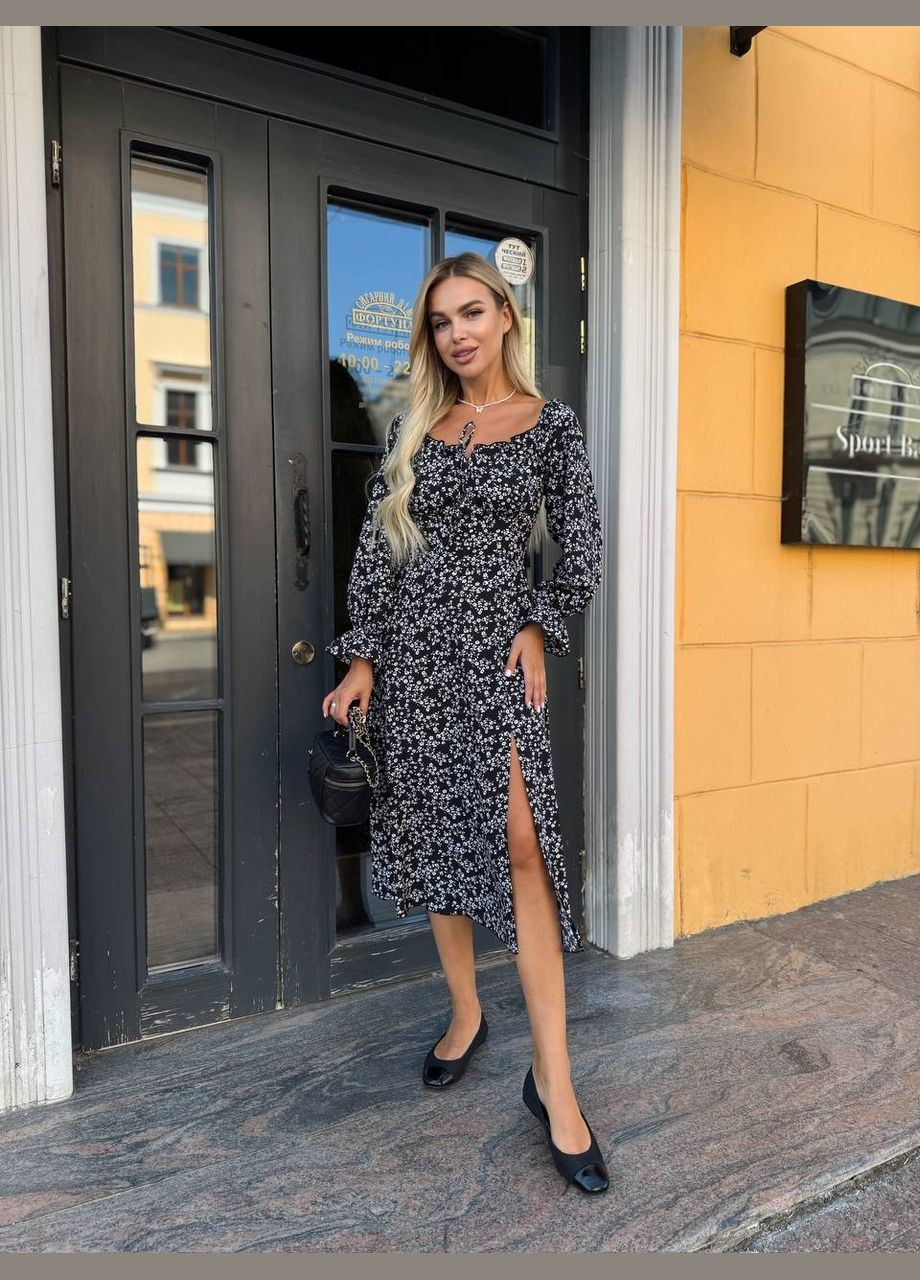 Черное универсальное платье миди Fashion